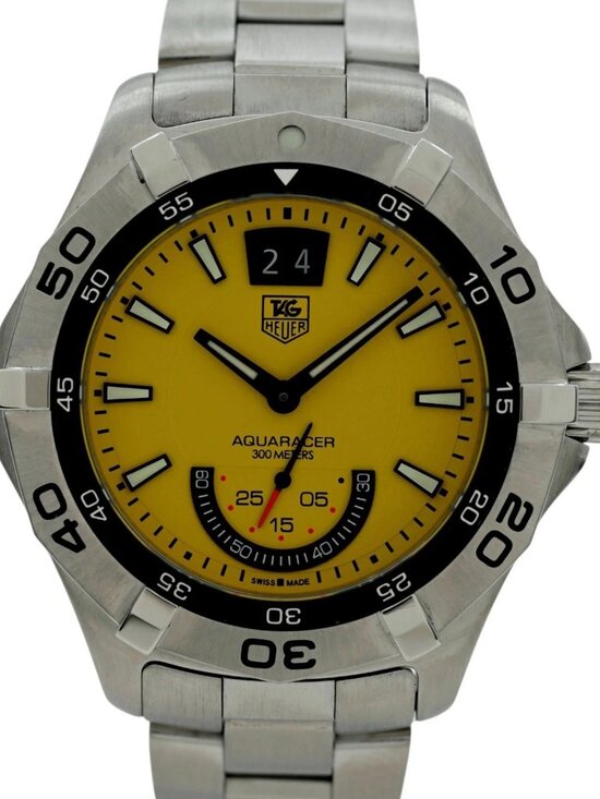 Tag Heuer 41mm Men\'s Aquaracer Yellow Dial 300M Quartz Dive Watch! Ref: WAF1012! main image 11